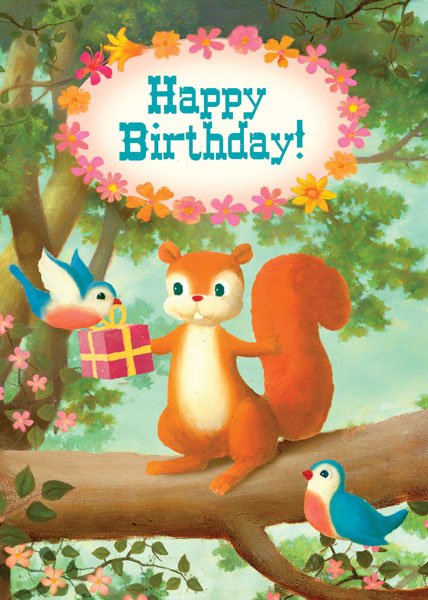 Happy Birthday Squirrel Greeting Card by Stephen Mackey - Click Image to Close